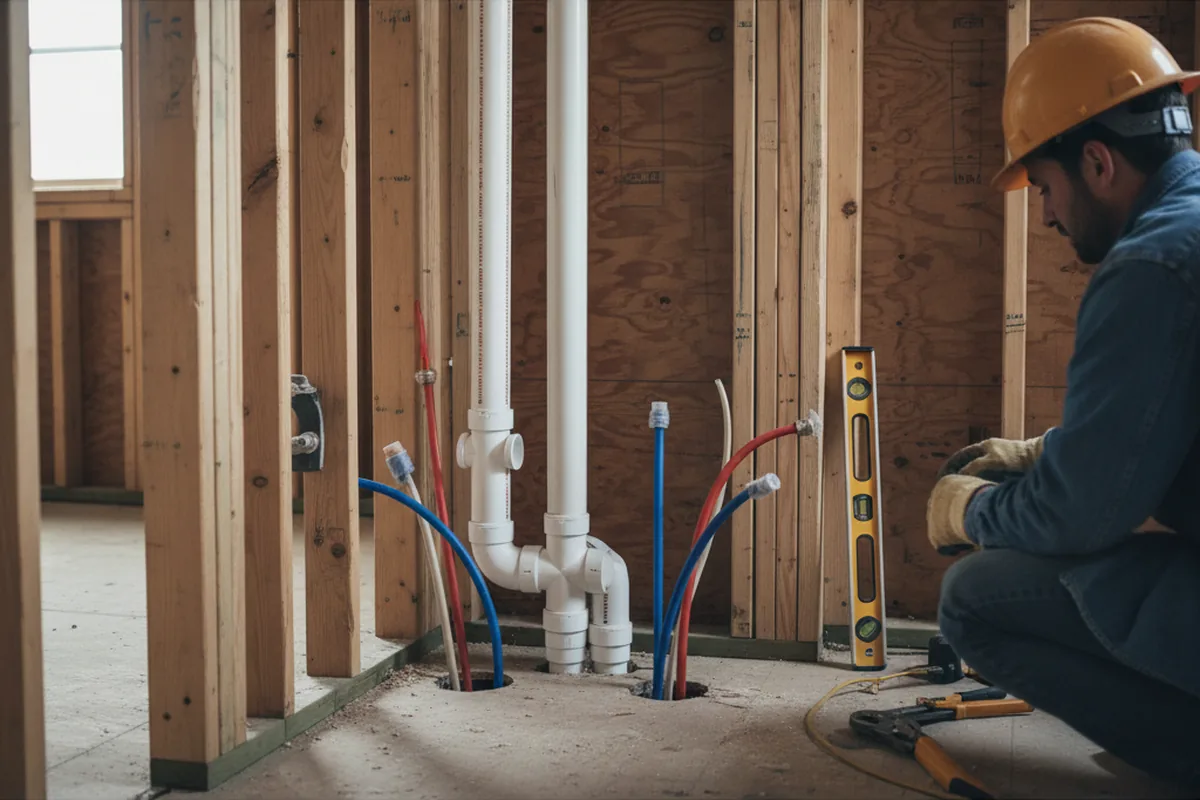Drain and supply rough-in during Sump Pump Repair in Bacliff